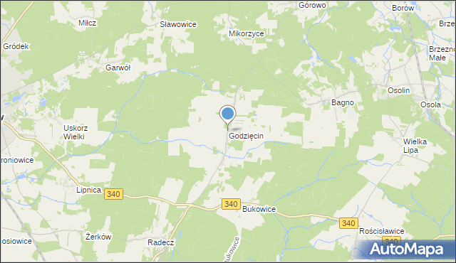 mapa Godzięcin, Godzięcin na mapie Targeo